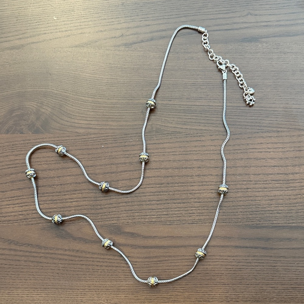 Vintage Brighton Two-Tone Silver and Gold Bead Long Necklace